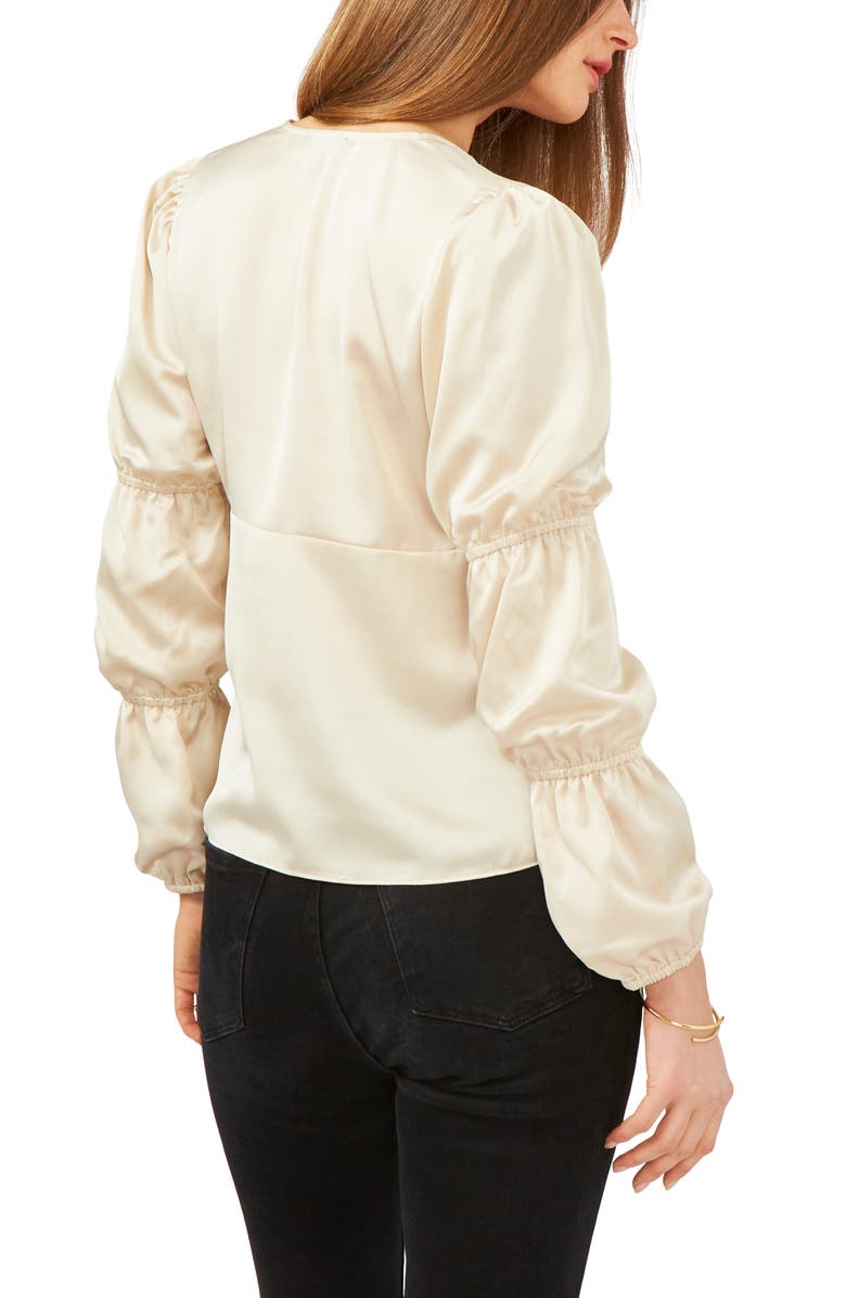 1.STATE Tie Front Satin Blouse, Alternate, color, 