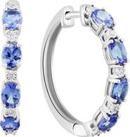 EFFY Sterling Silver Ruby & Diamond Hoop Earrings - 0.02 ctw