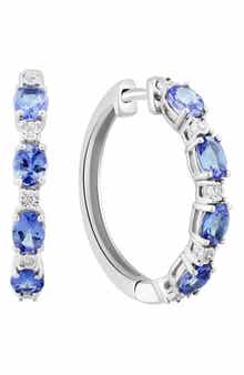 EFFY Sterling Silver Ruby & Diamond Hoop Earrings - 0.02 ctw