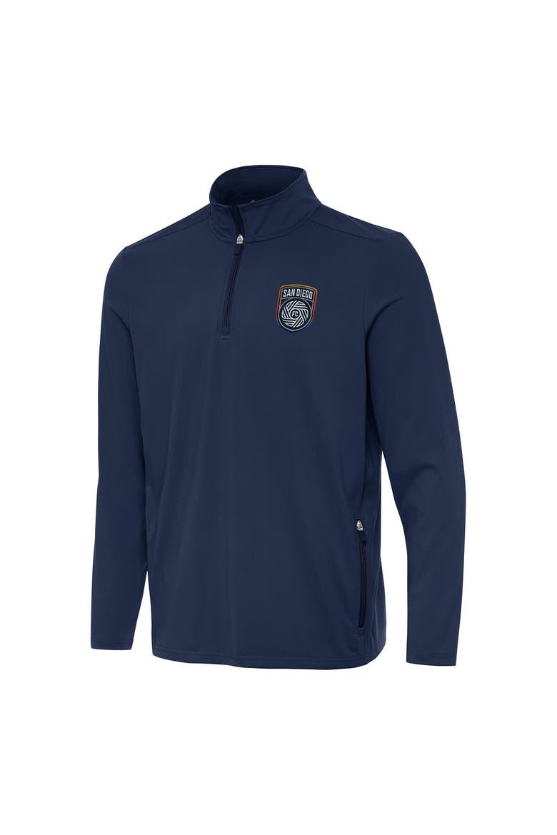 Men's Antigua Navy San Diego FC Perilous Quarter-Zip Pullover Top, Alternate, color, Navy