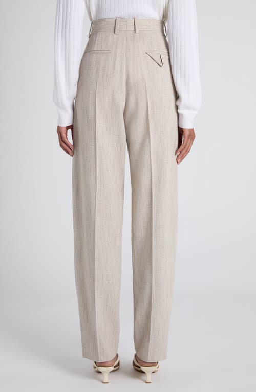 Bottega Veneta Pleated High Waist Tapered Trousers In Neutral