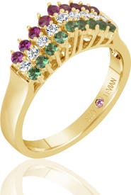 SUZY LEVIAN Italian 3-Row Pyramid CZ Ring