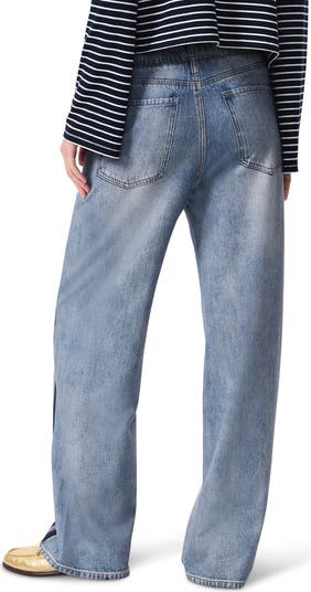 Miramar Side Stripe High Waist Wide Leg Cotton Terry Sweatpant Track Pants