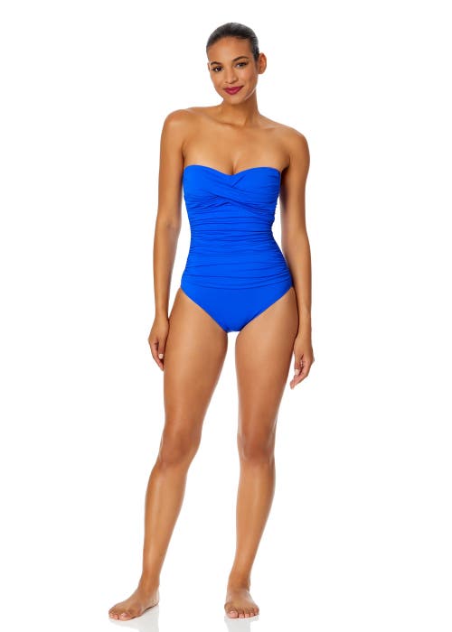 ANNE COLE TWIST FRONT SHIRRED ONE PIECE SWIMSUIT 