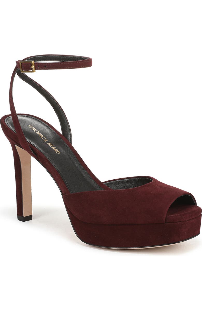 Veronica Beard Brianne Ankle Strap Platform Sandal, Main, color, Raisin