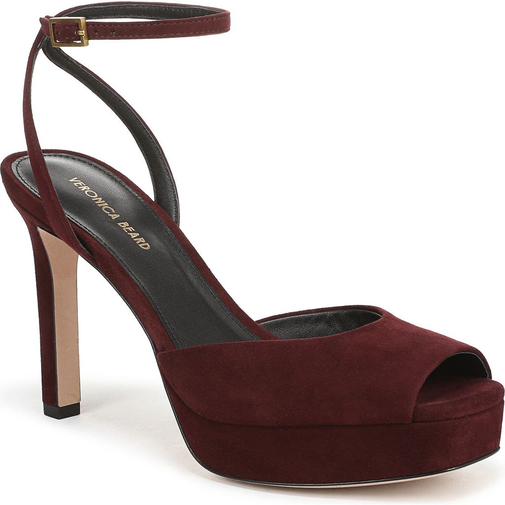 Veronica Beard Brianne Ankle Strap Platform Sandal In Burgundy