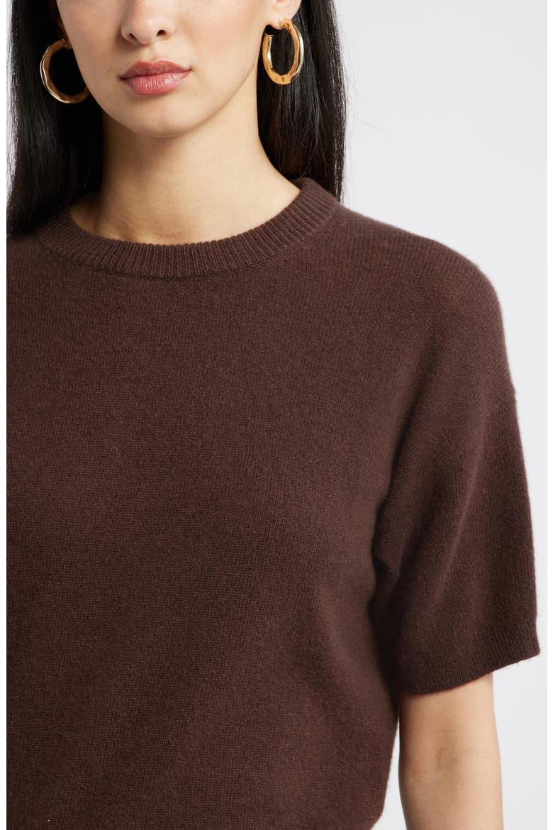 Short Sleeve Cashmere Sweater, Alternate, color, BROWN MOLE