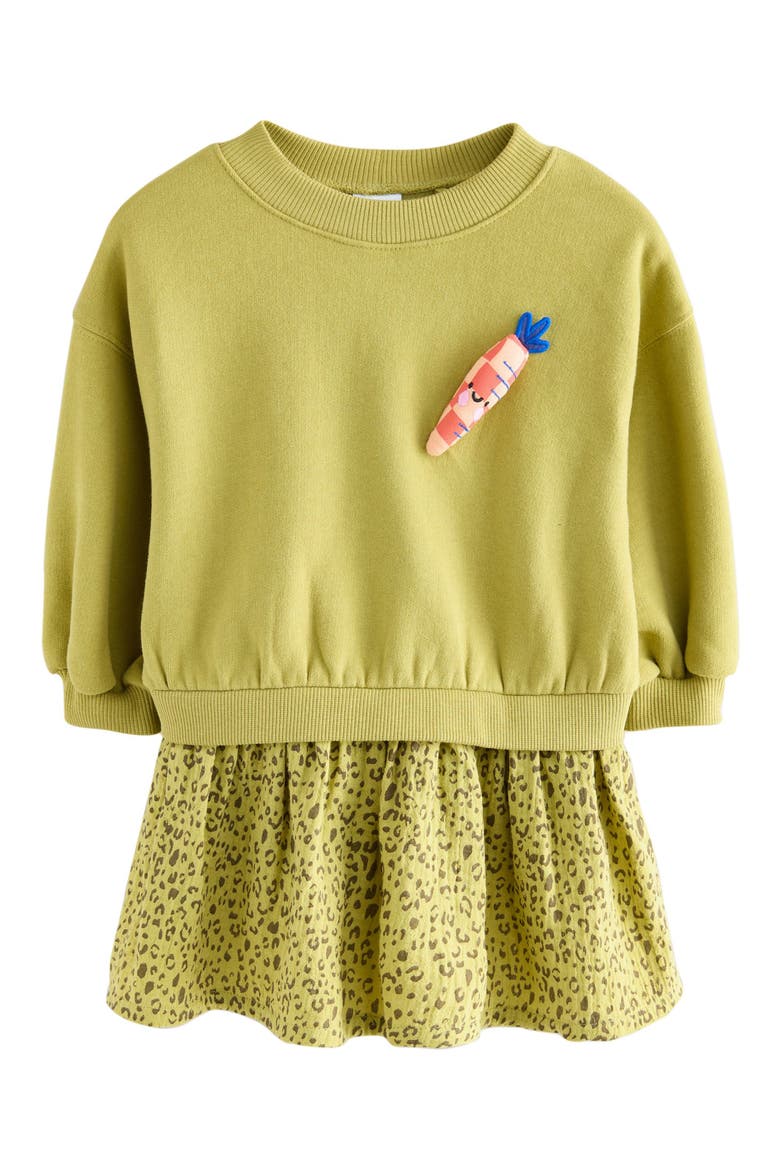 Kids' Carrot Sweatshirt Dress, Main, color, GREEN
