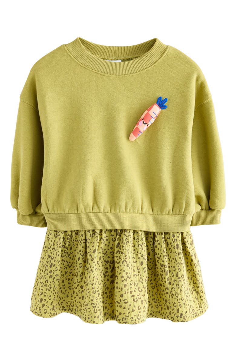 NEXT Kids' Carrot Sweatshirt Dress, Main, color, Green