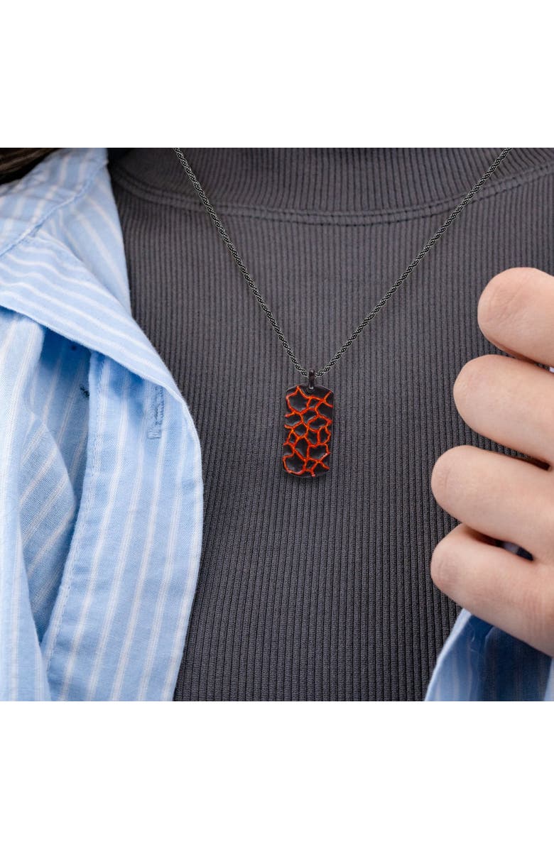 LuvMyJewelry Earth Fire Silver & Enamel Tag Necklace, Alternate, color, Dark Grey