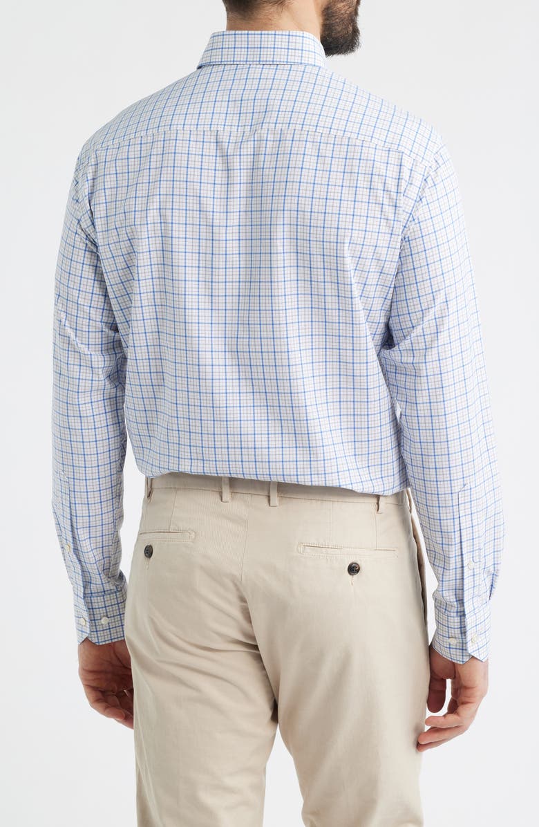 Peter Millar Canal Tailored Fit Check Performance Poplin Button-Down Shirt, Alternate, color, Dusk Blue