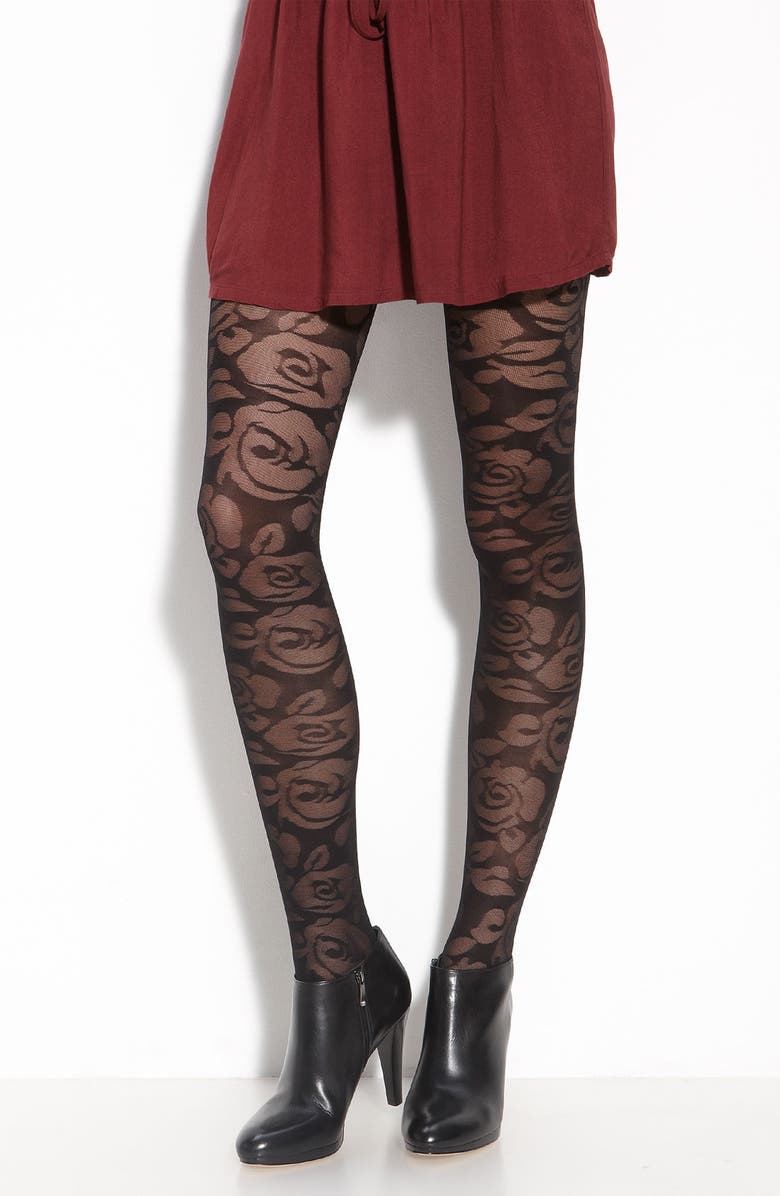 Nordstrom 'Floral Sheer' Tights, Main, color, 