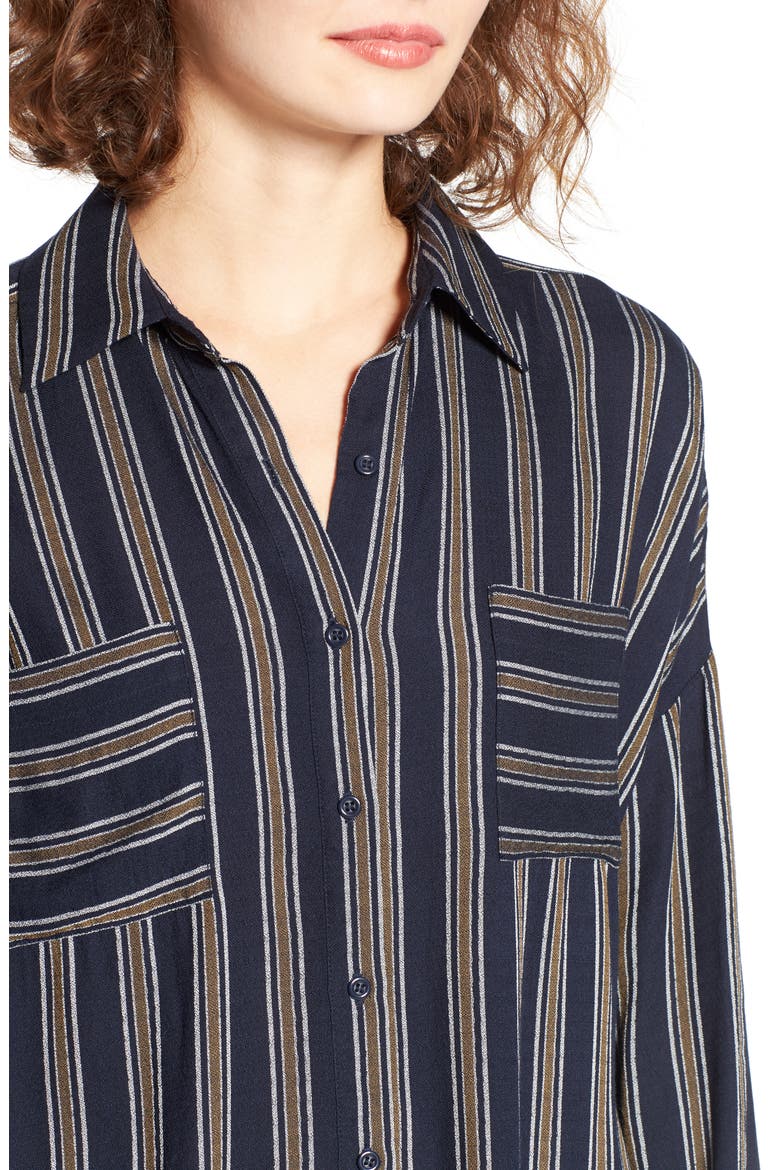 Stripe Button Front Shirt, Alternate, color, NAVY NIGHT ANNA STRIPE