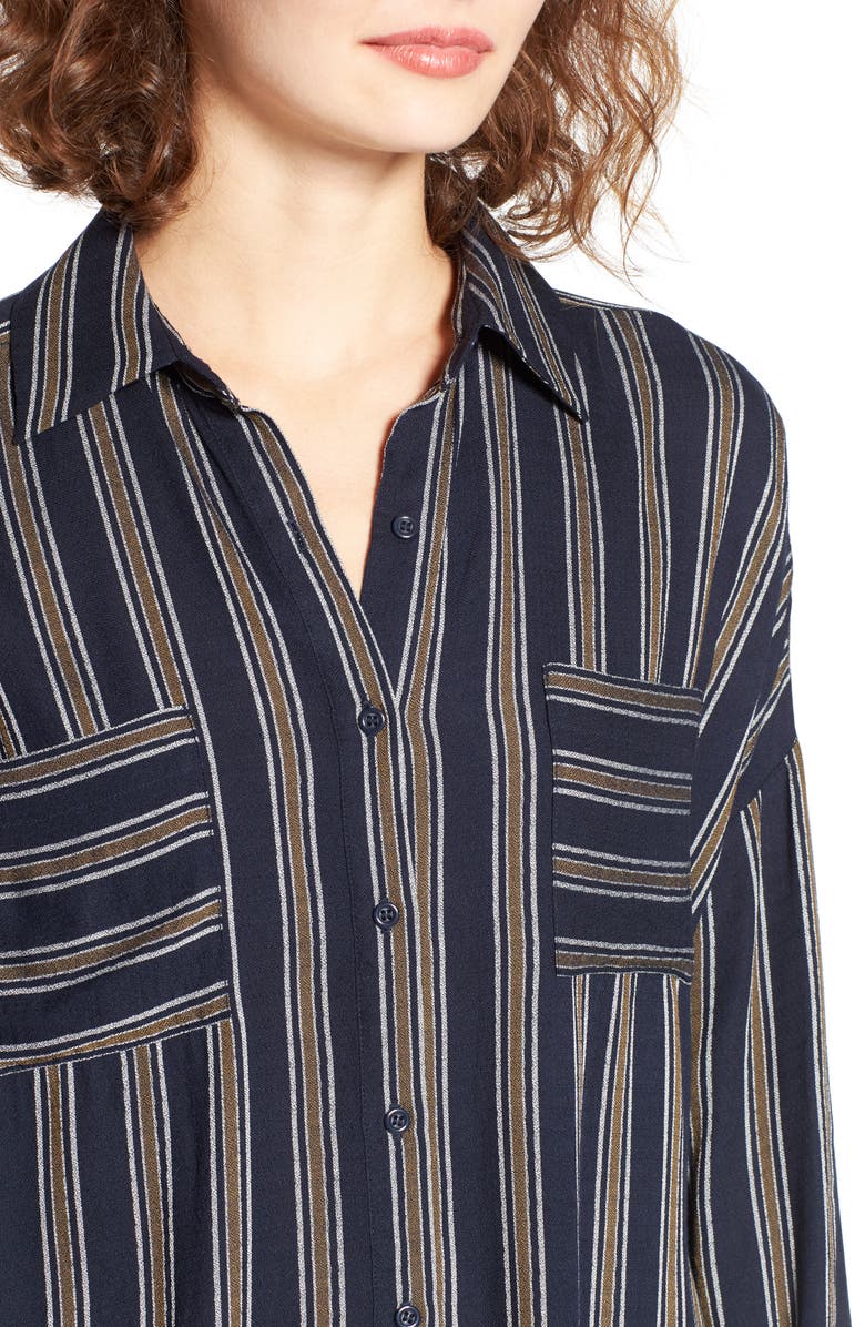 BP. Stripe Button Front Shirt, Alternate, color, 