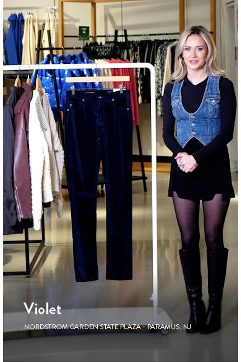 Mari High Waist Slim Straight Leg Velvet Jeans video