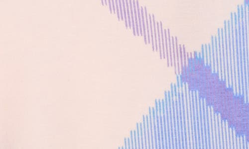 Go Couture Asymmetric Dolman Sleeve Sweater In Ivory Argyle Blue Dip Print