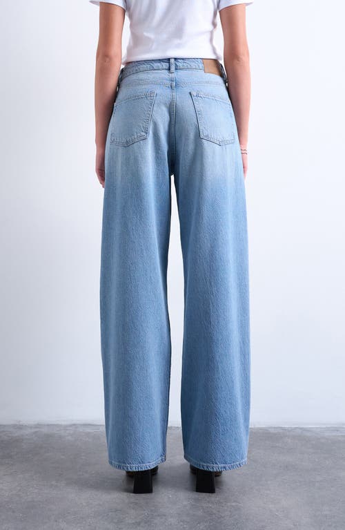 Topshop Column Mid Rise Jeans In Blue