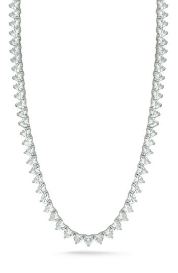 Chloe & Madison Chloe And Madison Cubic Zirconia Heart Tennis Necklace In Silver