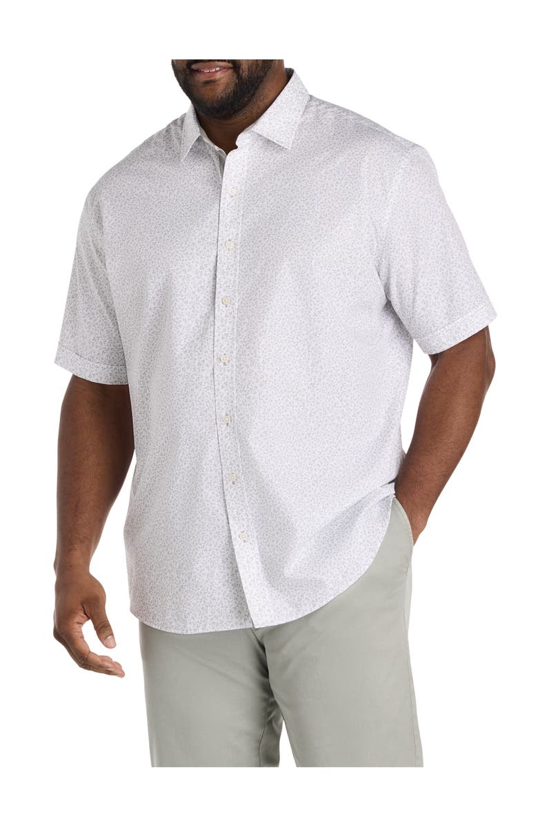 Synrgy by DXL Big & Tall Micro Floral Sport Shirt, Main, color, White Grey