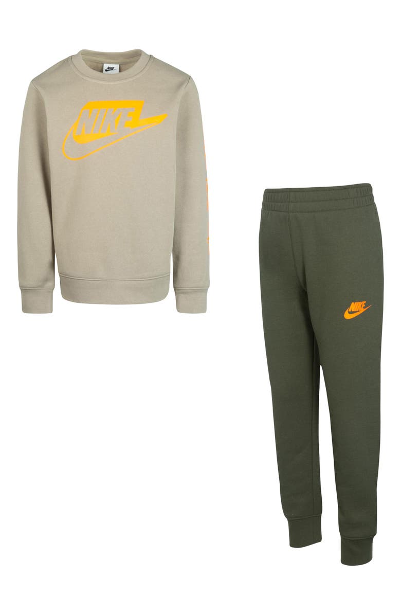 Nike Kids' Logo Sweatshirt & Joggers Set, Main, color, Medium Olive