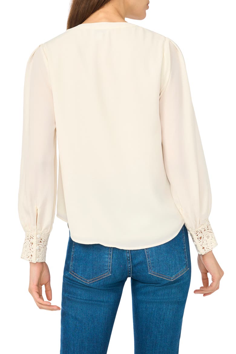 Lace Cuffed Button-Front Top, Alternate, color, NEW IVORY