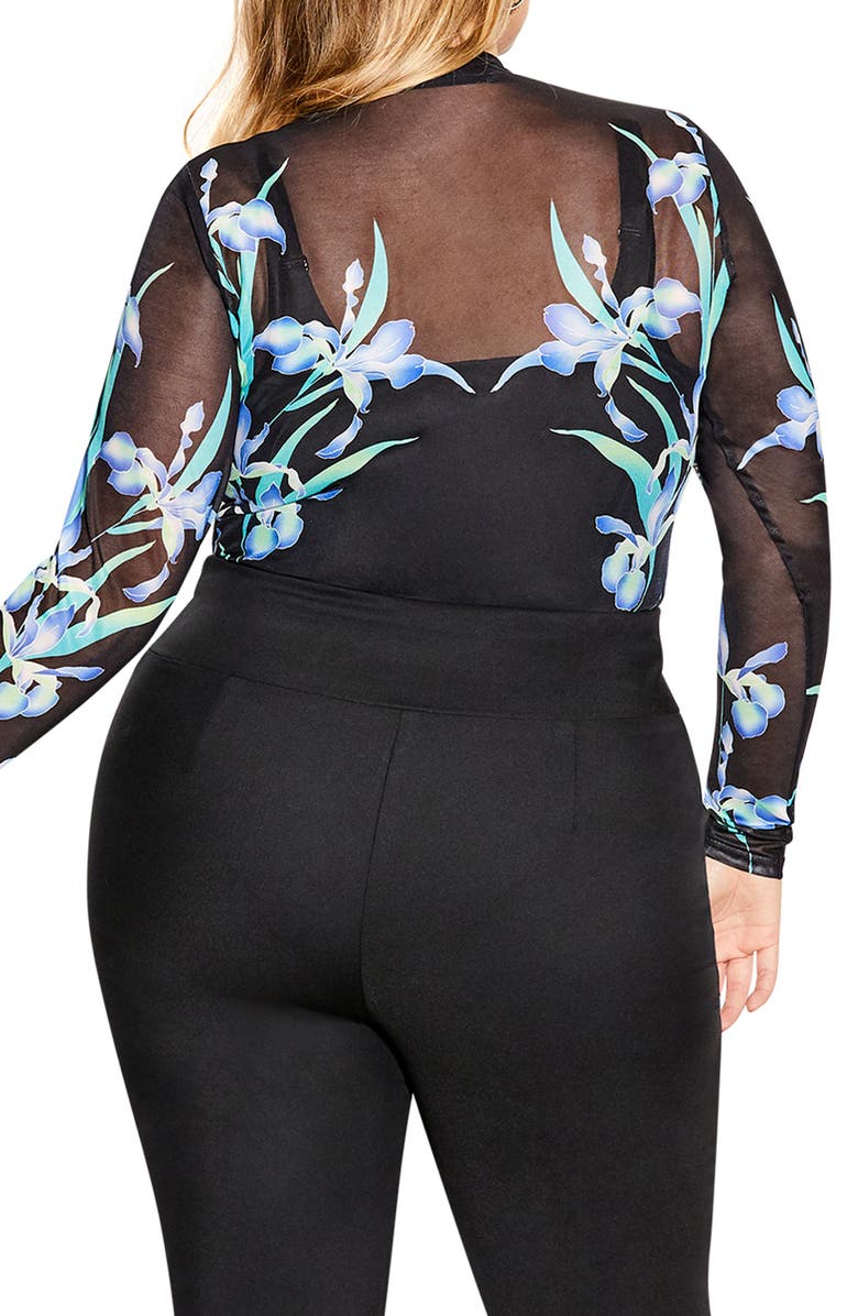 City Chic Winter Iris Mesh Bodysuit, Alternate, color, 