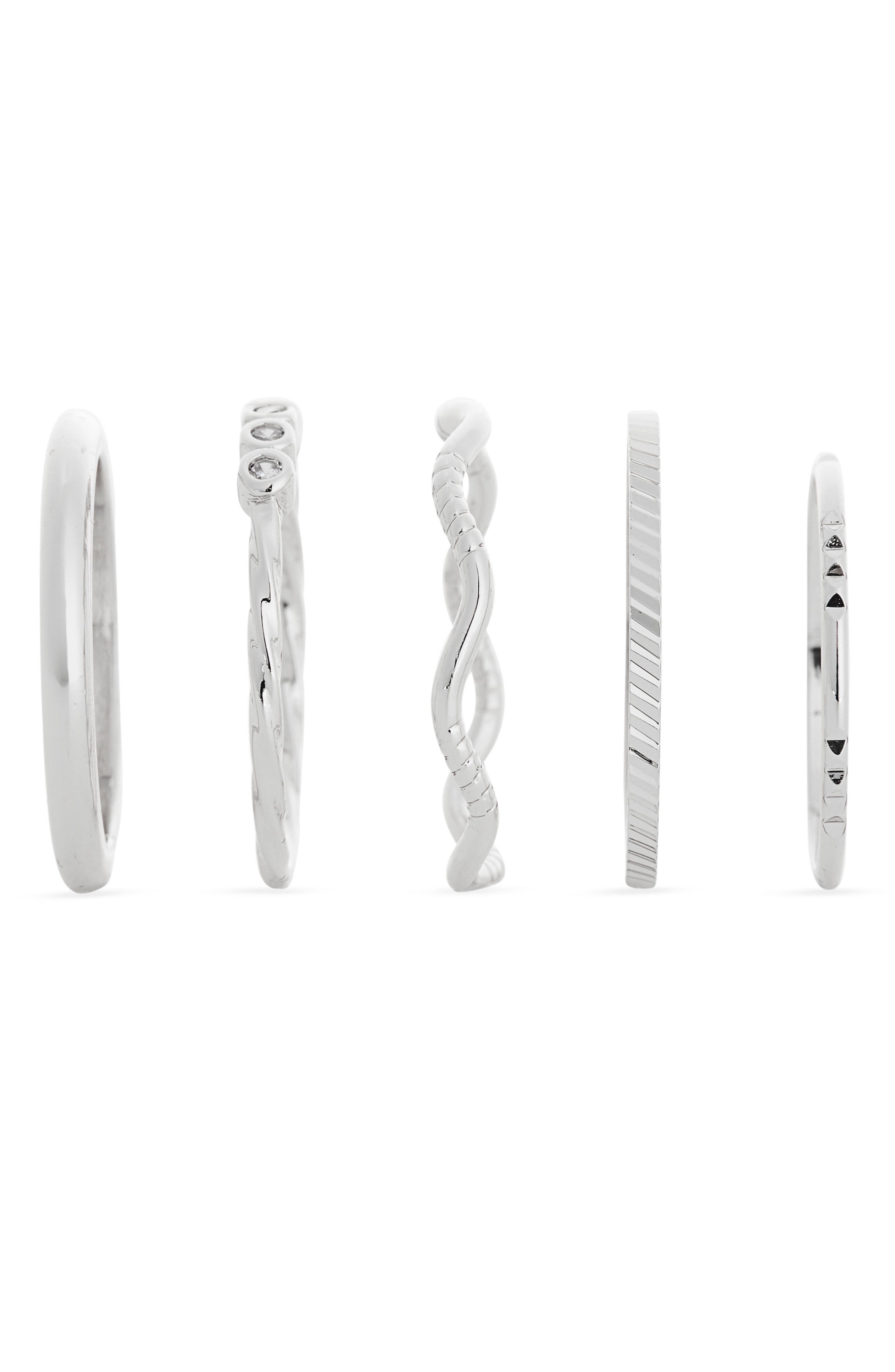 NORDSTROM RACK Set of 5 Skinny Texture Band Rings | Nordstromrack