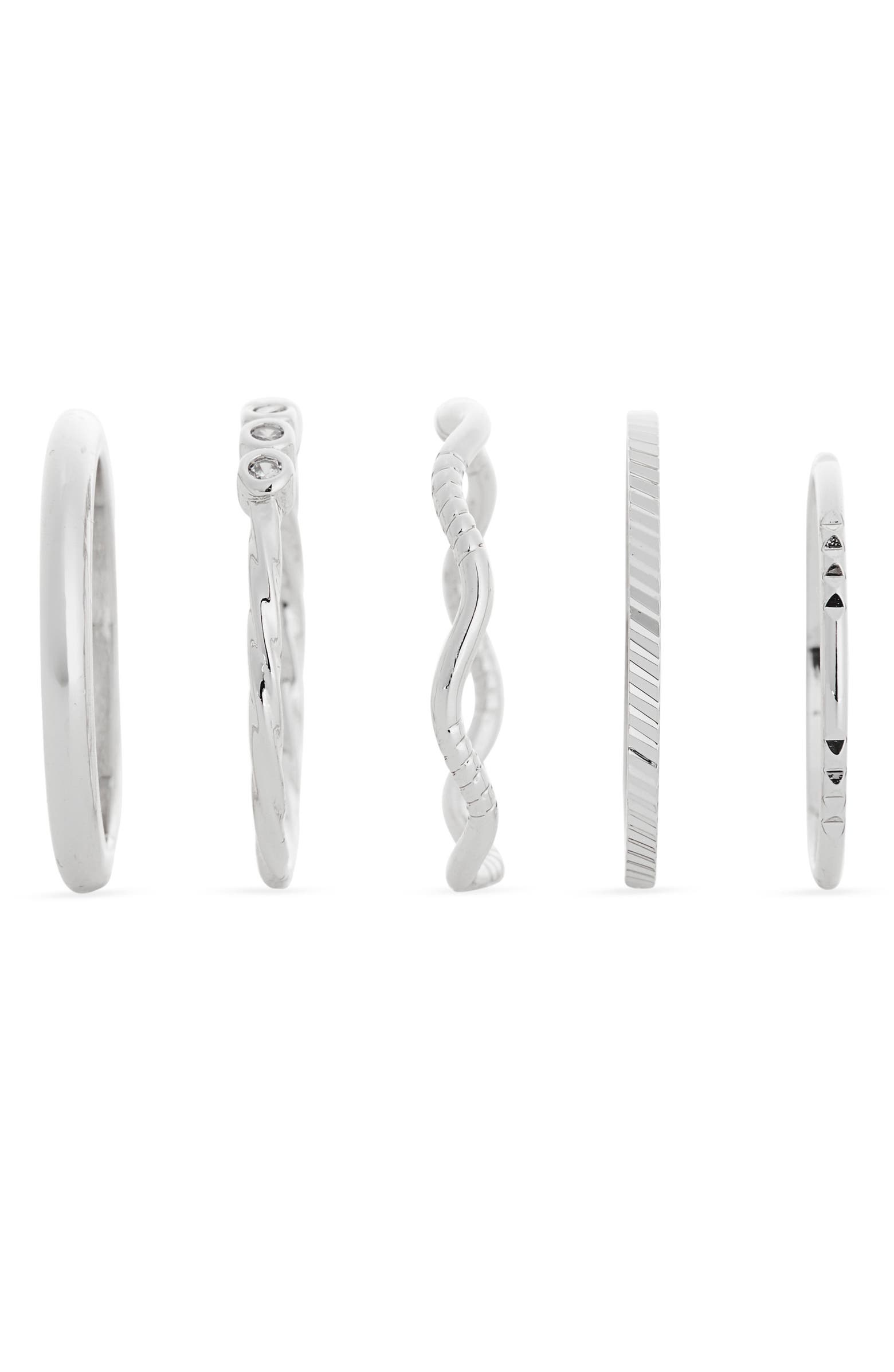 NORDSTROM RACK Set of 5 Skinny Texture Band Rings | Nordstromrack