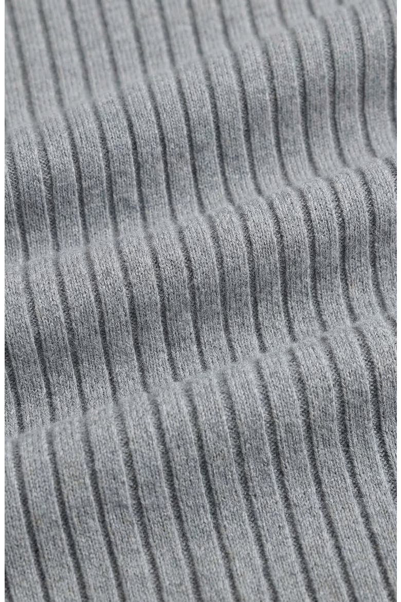 Ribbed Knit Short Sleeve Top, Alternate, color, Heather Grey / Light Blue