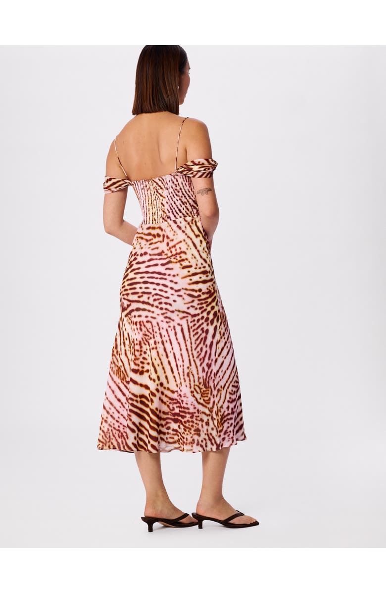 Whistles Orchid Print Scarf Midi Dress, Alternate, color, Pink/Multi