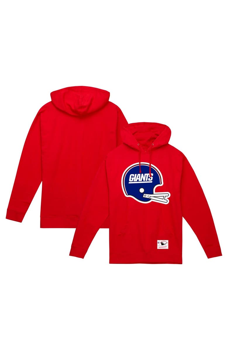 Mitchell & Ness Men's Mitchell & Ness Red New York Giants Helmet Logo Vintage Pullover Hoodie, Main, color, 