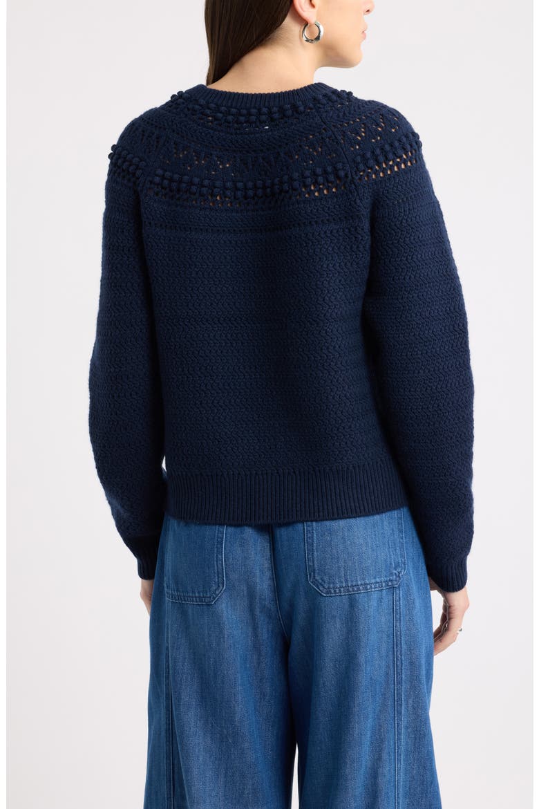 Mixed Stitch Wool & Cashmere Sweater, Alternate, color, NAVY NIGHT