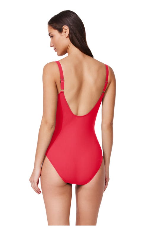 Profile By Gottex Tutti Frutti V-neck One Piece In Red