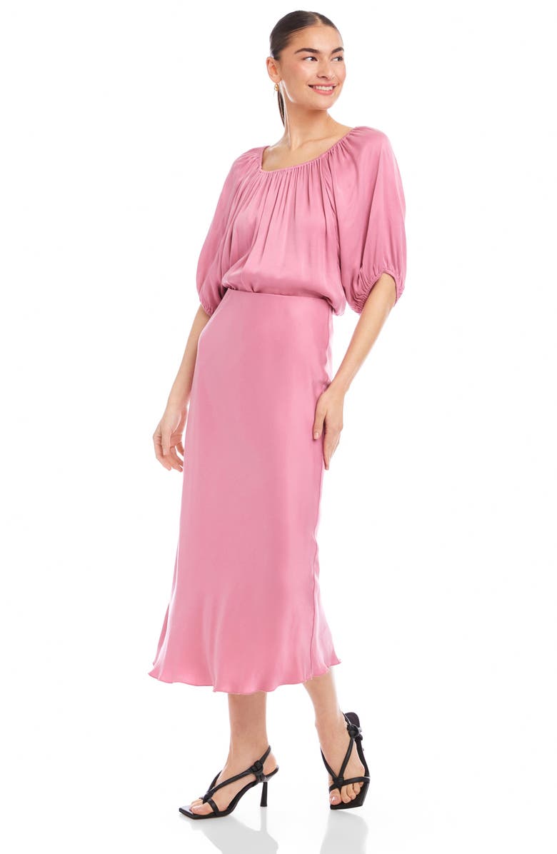 FIFTEEN TWENTY Eva Bias Midi Skirt, Alternate, color, Peony