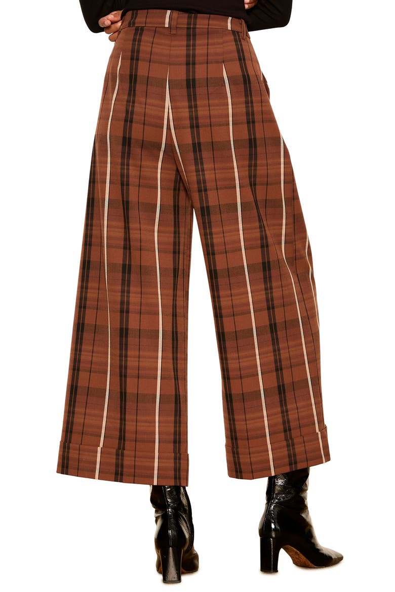 Terrace Plaid Crop Wide Leg Pants, Alternate, color, ELDER BROWN PLAID