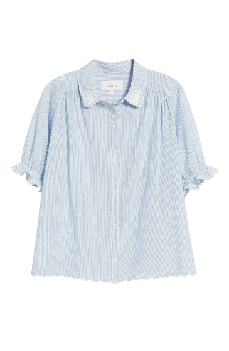 THE GREAT. The Kerchief Embroidered Cotton Top, Alternate, color, 