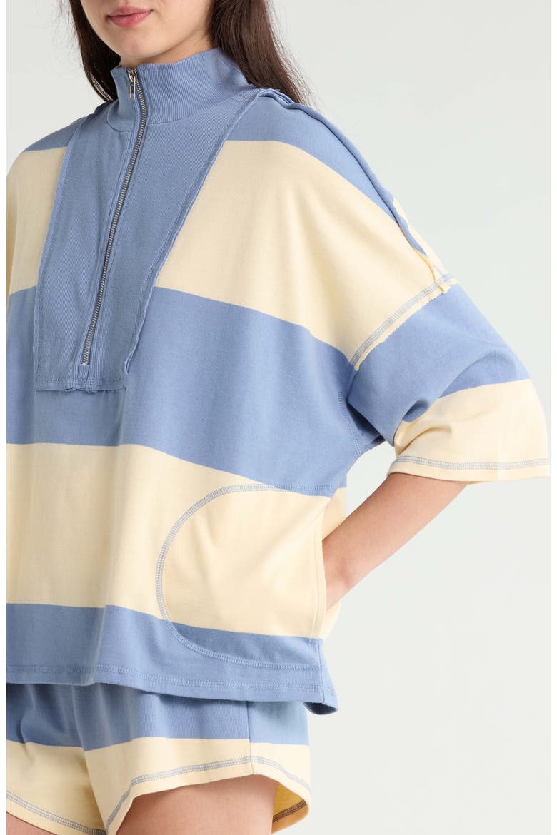 FP Movement Retro Rugby Half Zip Top & Shorts Set, Alternate, color, BLUE ASH AND PINA COLA