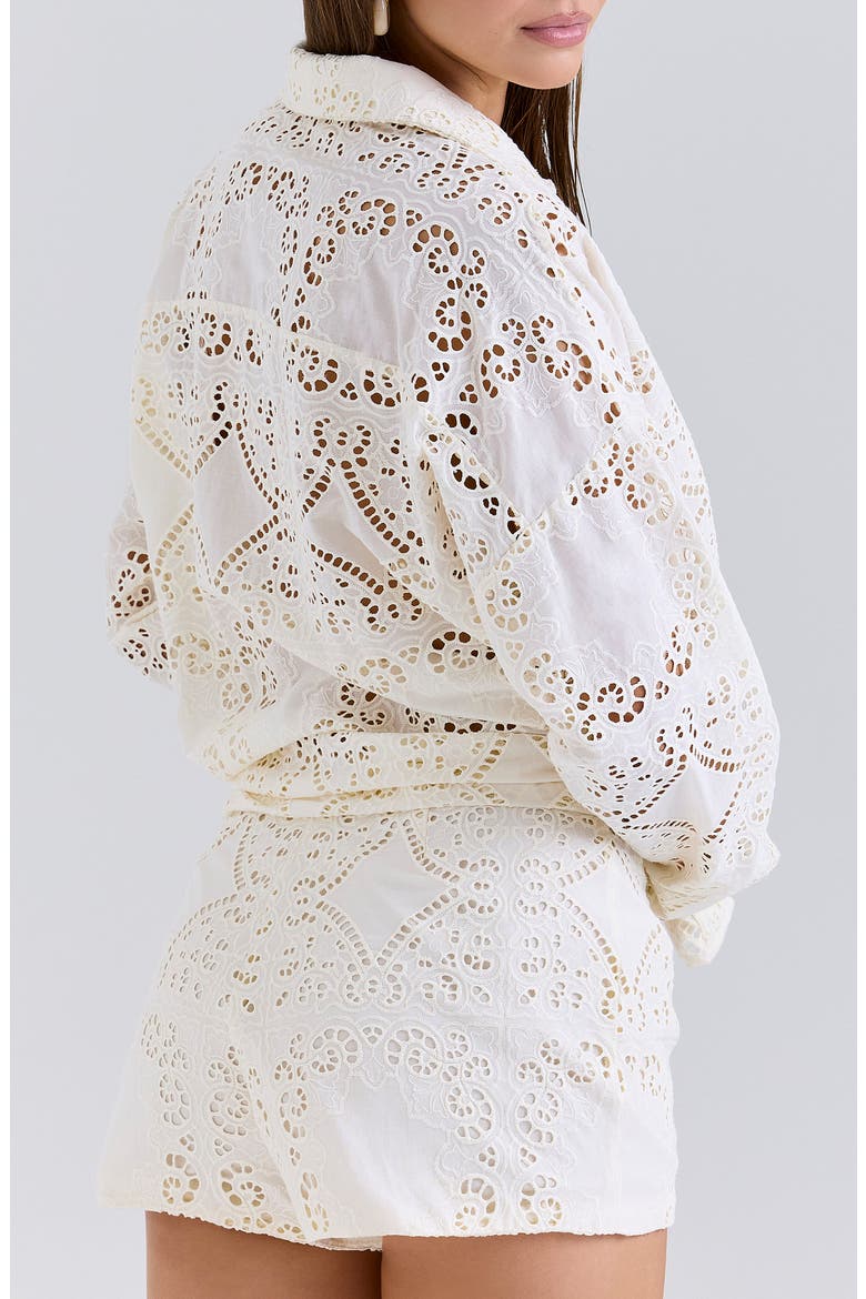 Eman Broderie Anglaise Cotton Shorts, Alternate, color, WHITE