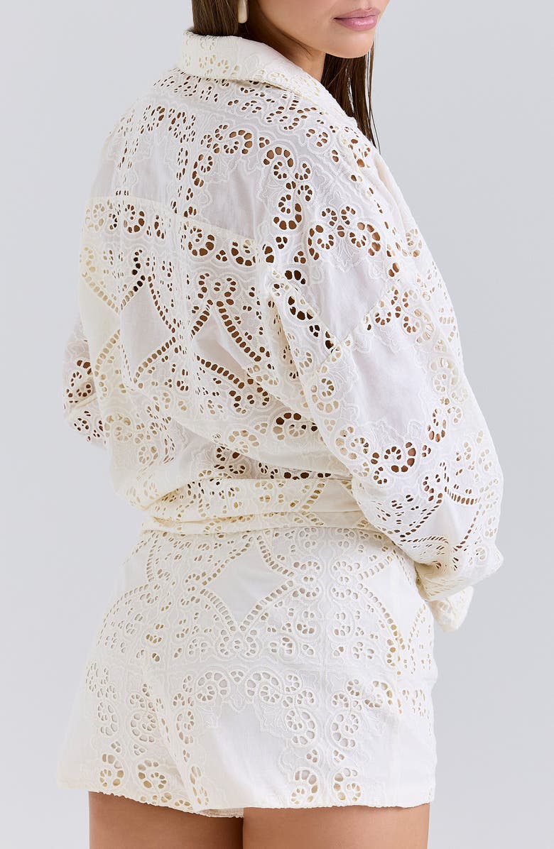 HOUSE OF CB Eman Broderie Anglaise Cotton Shorts, Alternate, color, White