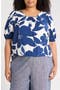 Floral Puff Sleeve Stretch Cotton Top