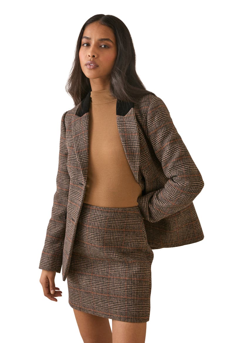 Heritage Check Pelmet Skirt, Alternate, color, DARK BROWN