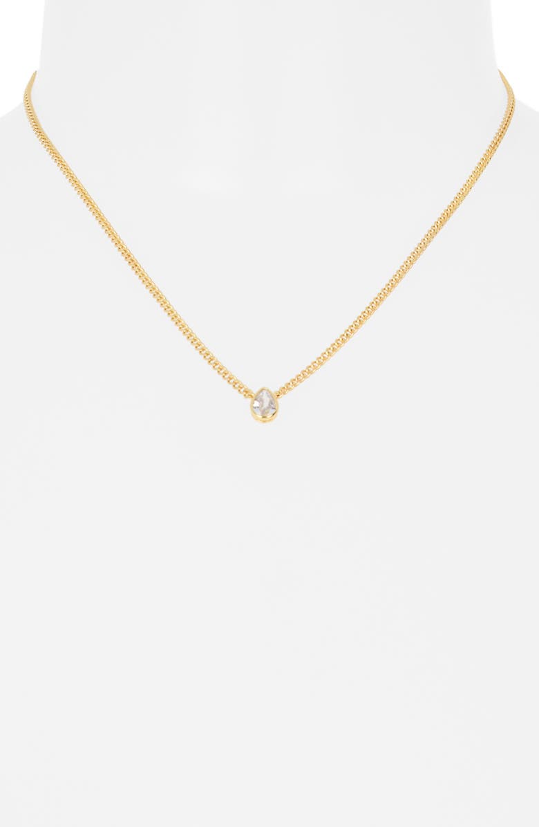 NORDSTROM RACK Pear Cut Cubic Zirconia Pendant Necklace, Alternate, color, Clear- Gold