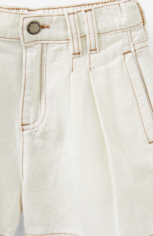 Shop Cotton On Kids Kid's Sarai Pleat Front Denim Short In Hayman Ecru
