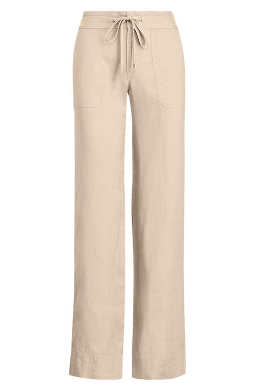 Ralph Lauren Lauren Linen Drawstring Pants In Birch Tan