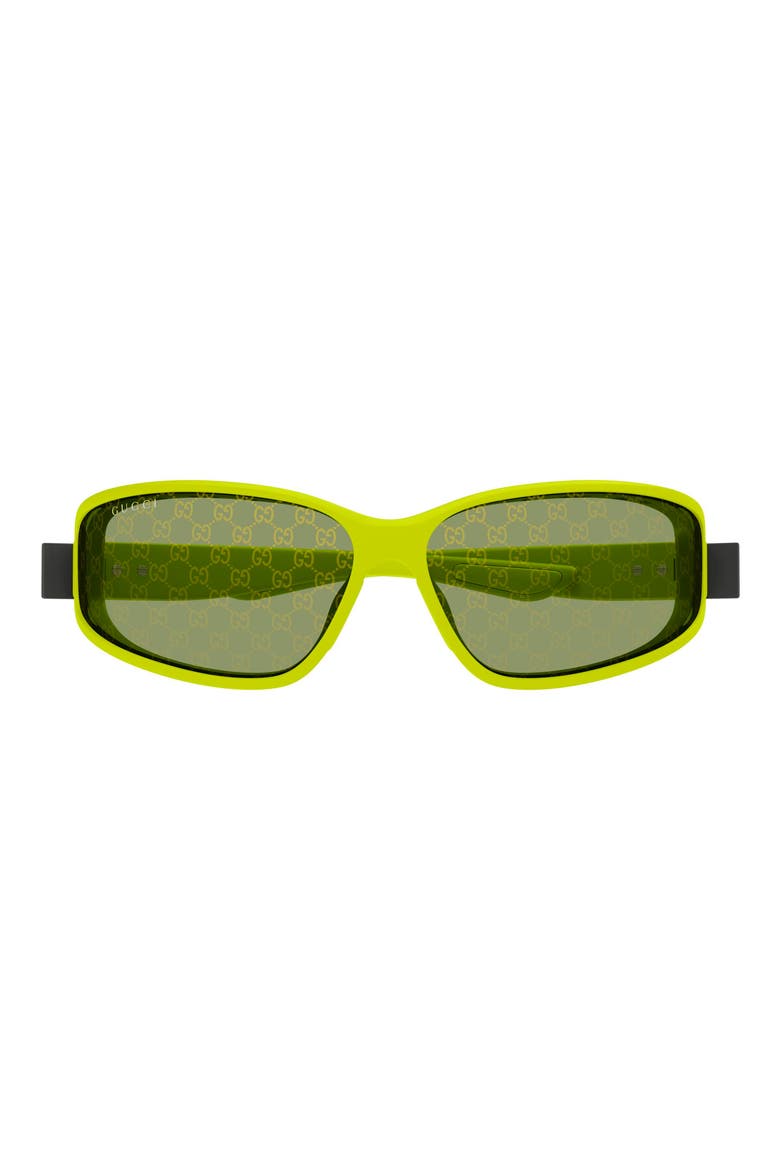 73mm Geometric Sunglasses, Main, color, GREEN
