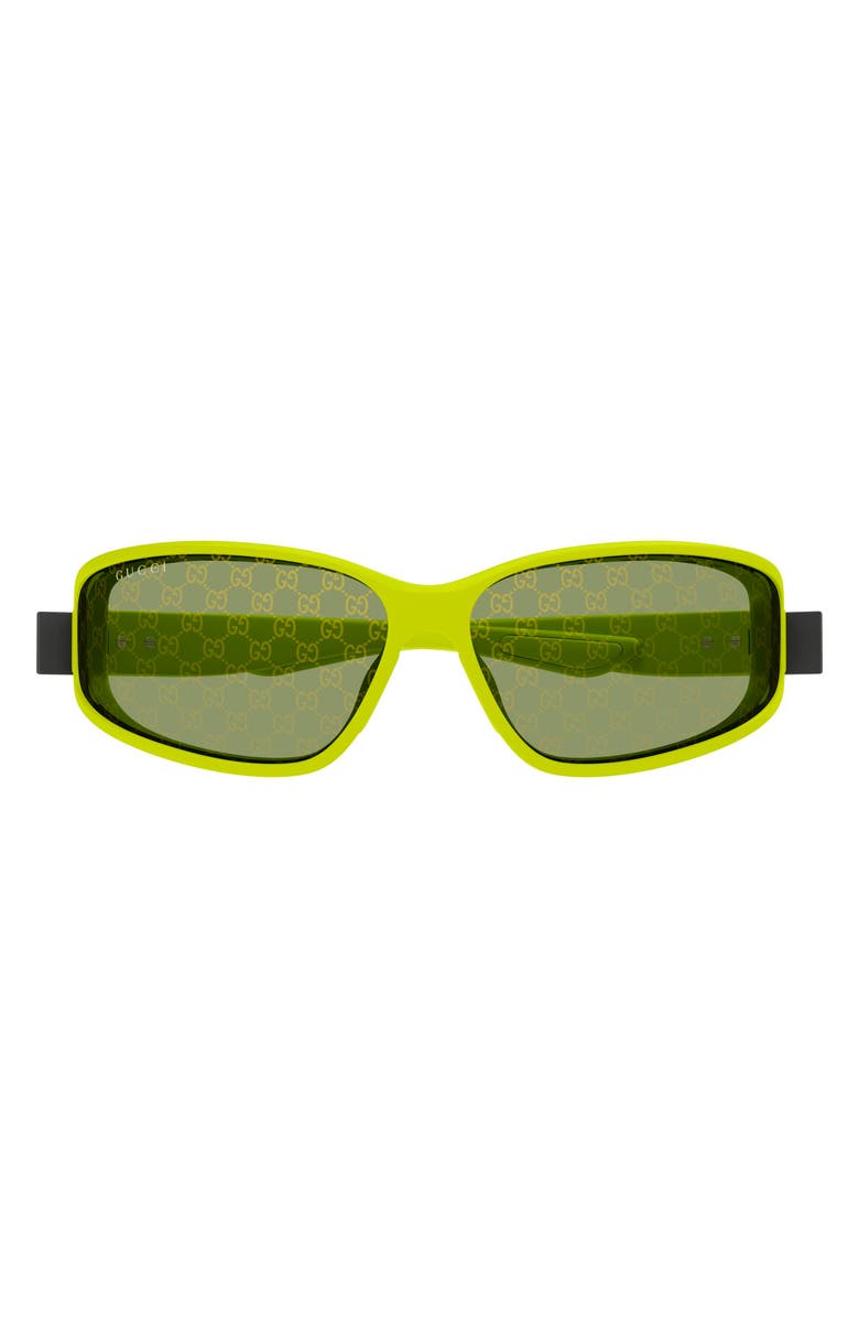 Gucci 73mm Geometric Sunglasses, Main, color, Green