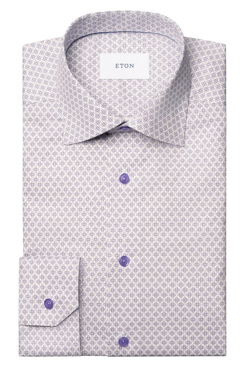 Slim Fit Geometric Print Cotton Dress Shirt, Alternate, color, LIGHT PURPLE