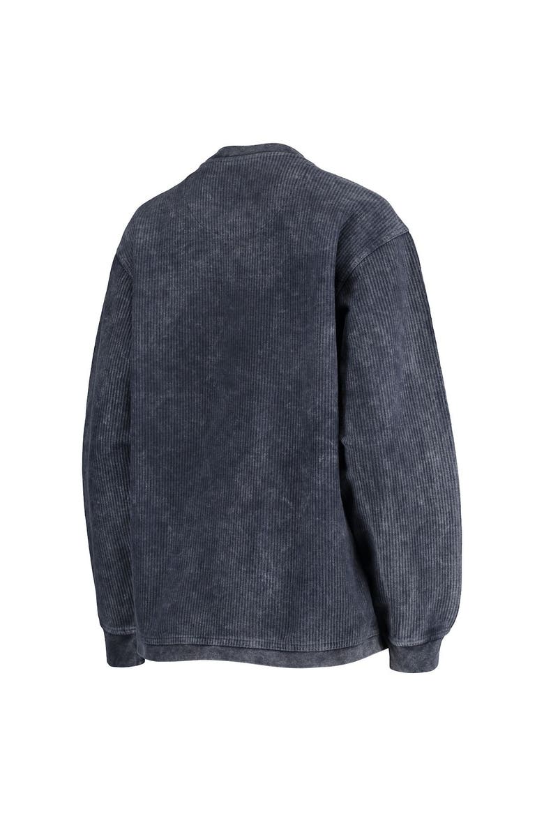Women's Pressbox Navy Gonzaga Bulldogs Comfy Cord Vintage Wash Basic Arch Pullover Sweatshirt, Alternate, color, Navy
