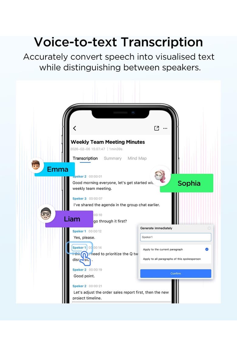 Ai Voice Recorder with Smart Transcription, Summary, App Control, 64GB Storage, Cloud Sync, 140+ Languages, MagSafe Compatible, Alternate, color, Black