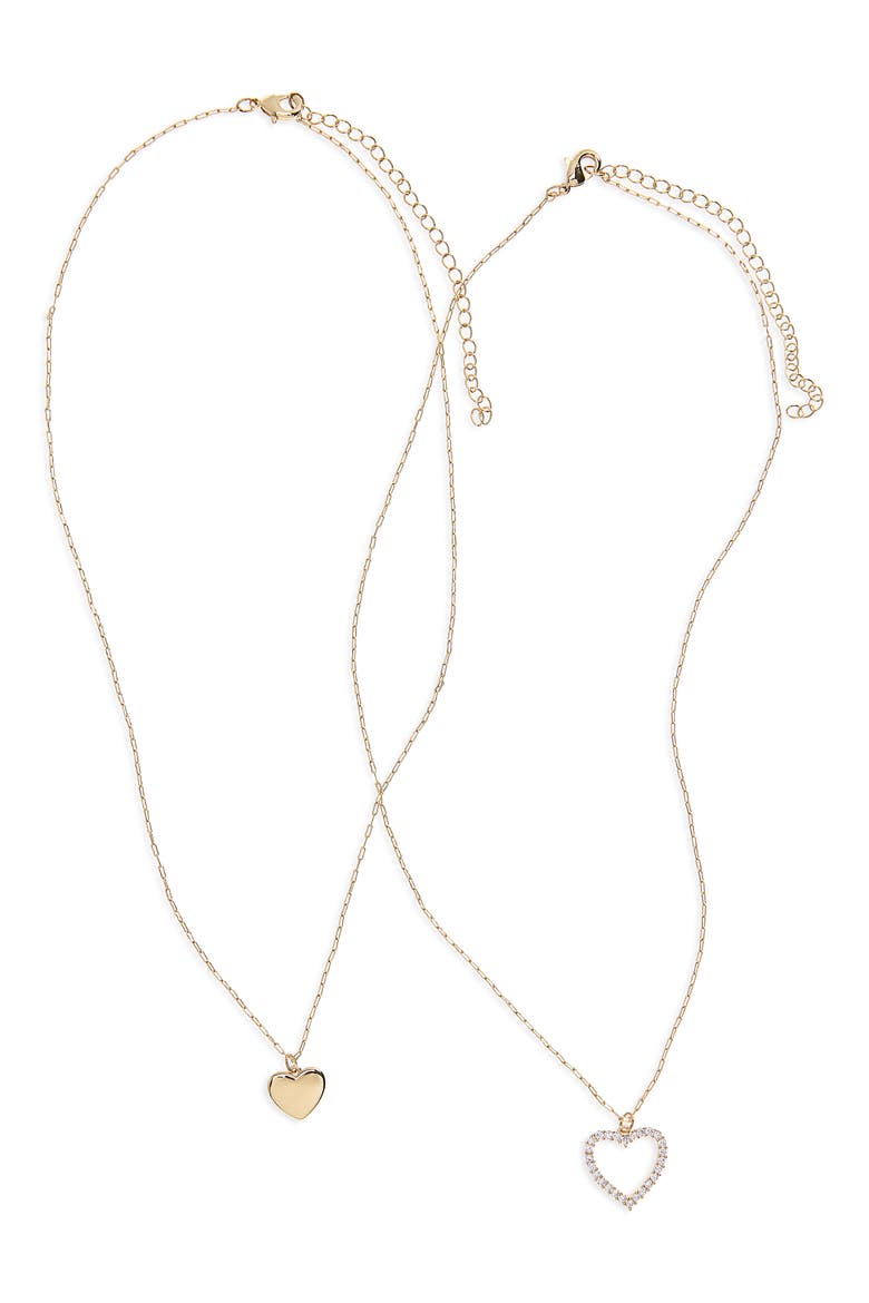 CZ You & Me Heart Pendant Necklace Set, Alternate, color, CLEAR- GOLD